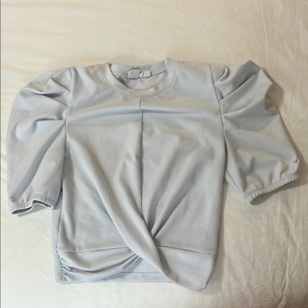 Sporty Light Blue Puff Sleeve Top